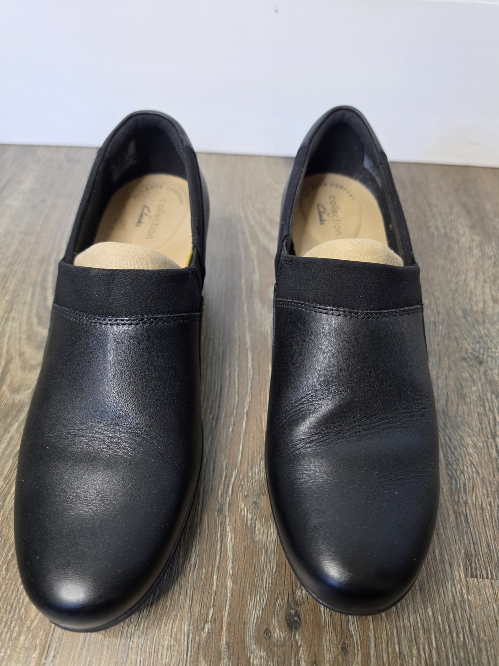 Clarks Collection CC Emslie Summi Black Leather Slip-On Heel Size 9.5